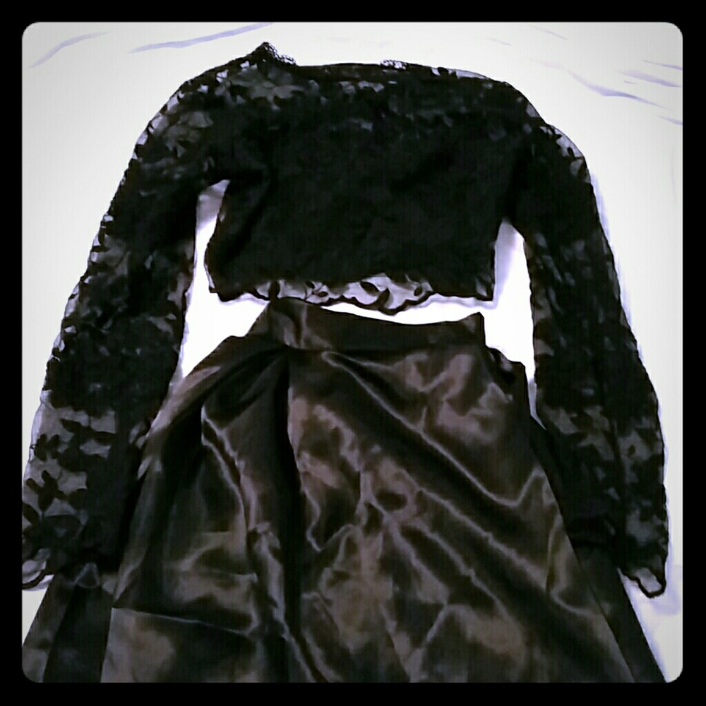 2-pc Lace Crop Top + Maxi Skirt Dress S NEW